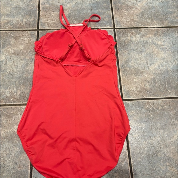 Kate Spade Coral High-Neck Scalloped One-Piece Swimsuit - Picture 5 of 8